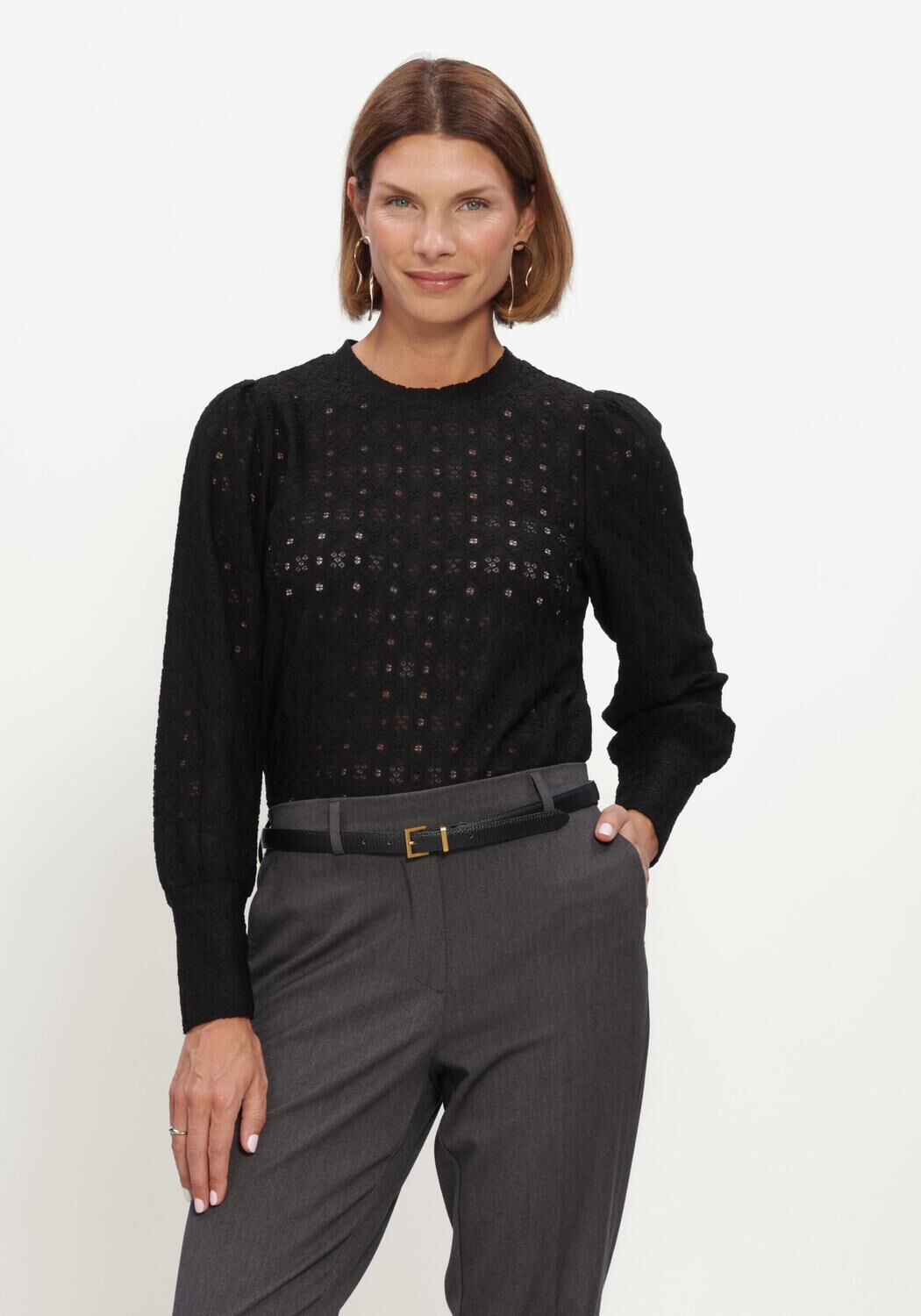 Schwarze OBJECT Pullover OBJLAILA L/S RE TOP NOOS - large