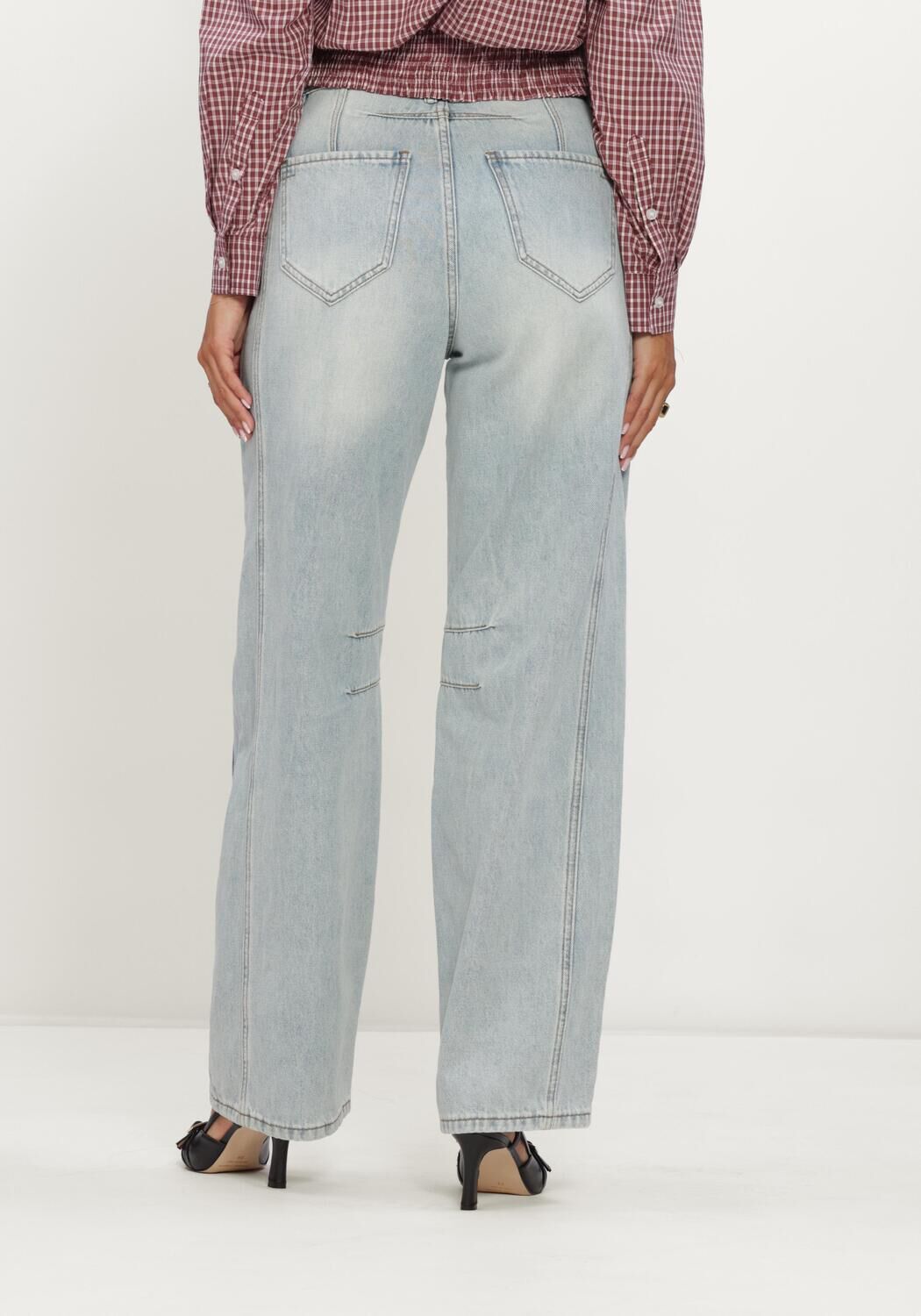 Blaue HAUTE L'AMITI&Eacute; Barrel jeans DREW BARREL PANEL TALL JEANS BLEACHED DENIM - large