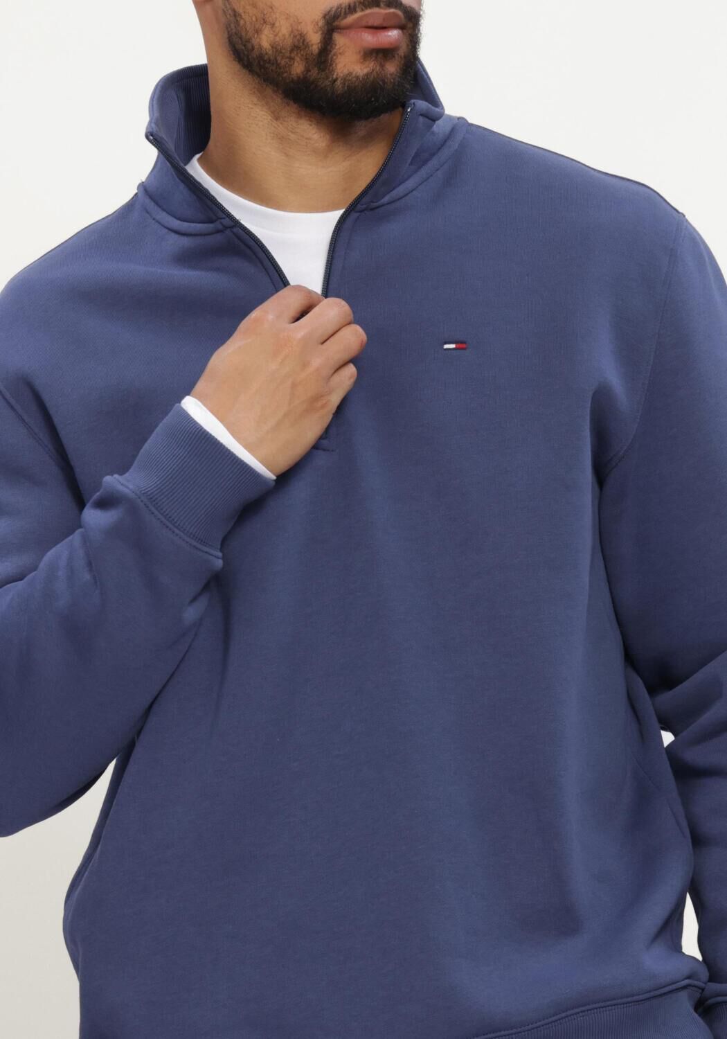 Blaue TOMMY JEANS Pullover TJM REG FLEECE 1/4ZIP MOCK NECK - large