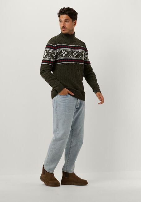 Dunkelgrün SELECTED MEN Rollkragenpullover SLHFLAKE LS KNIT CABLE HIGH NE - large