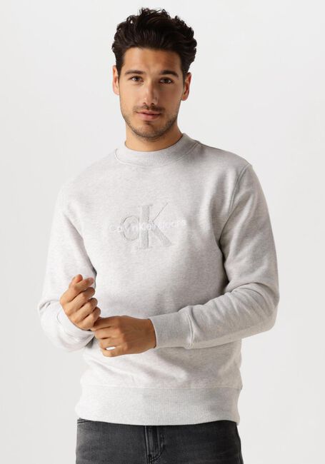 Graue CALVIN KLEIN Pullover CHENILLE MONOLOGO CREW NECK - large