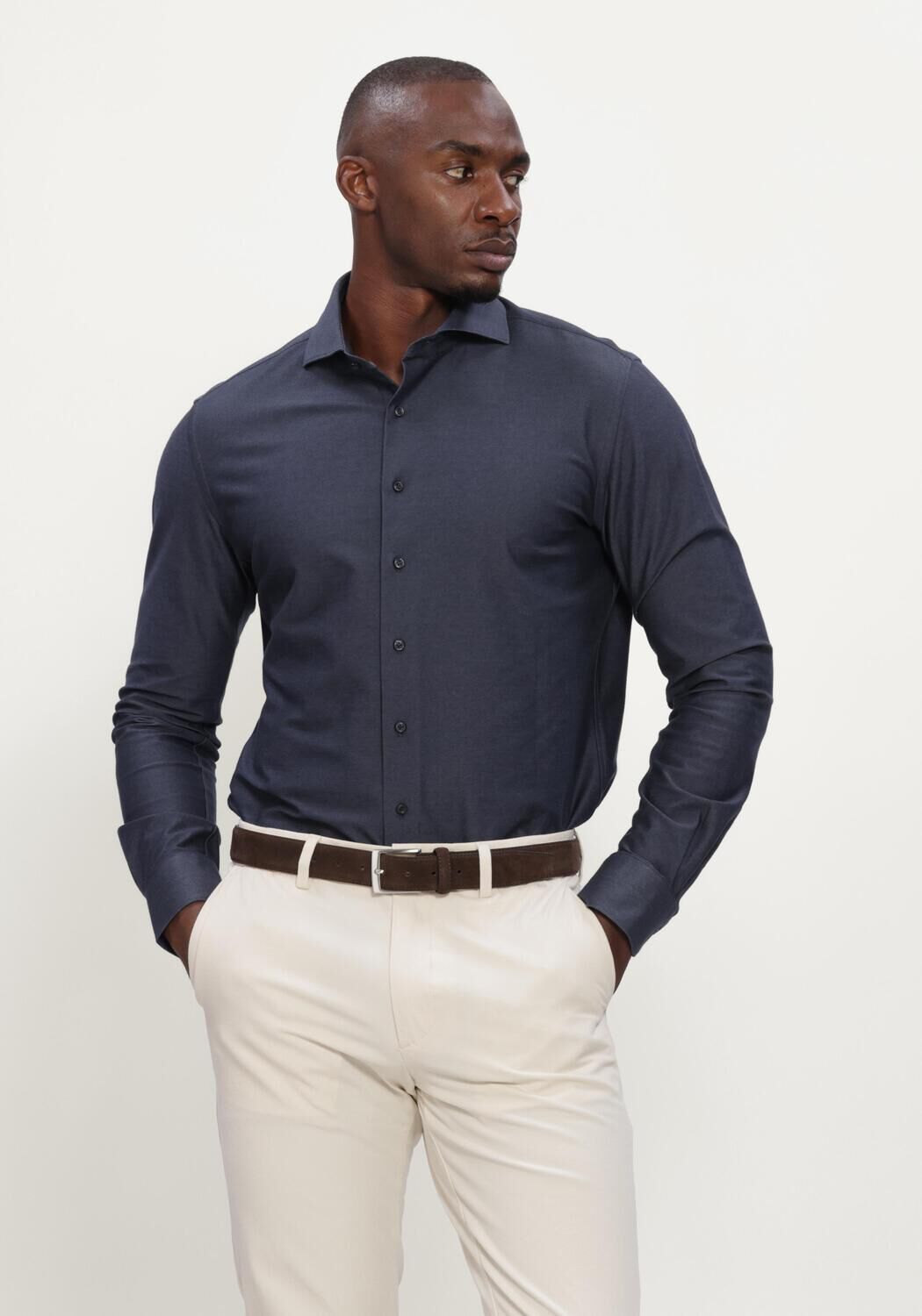 Dunkelblau PROFUOMO Casual-Oberhemd SHIRT X-CUTAWAY JAPANESE KNITTED - large