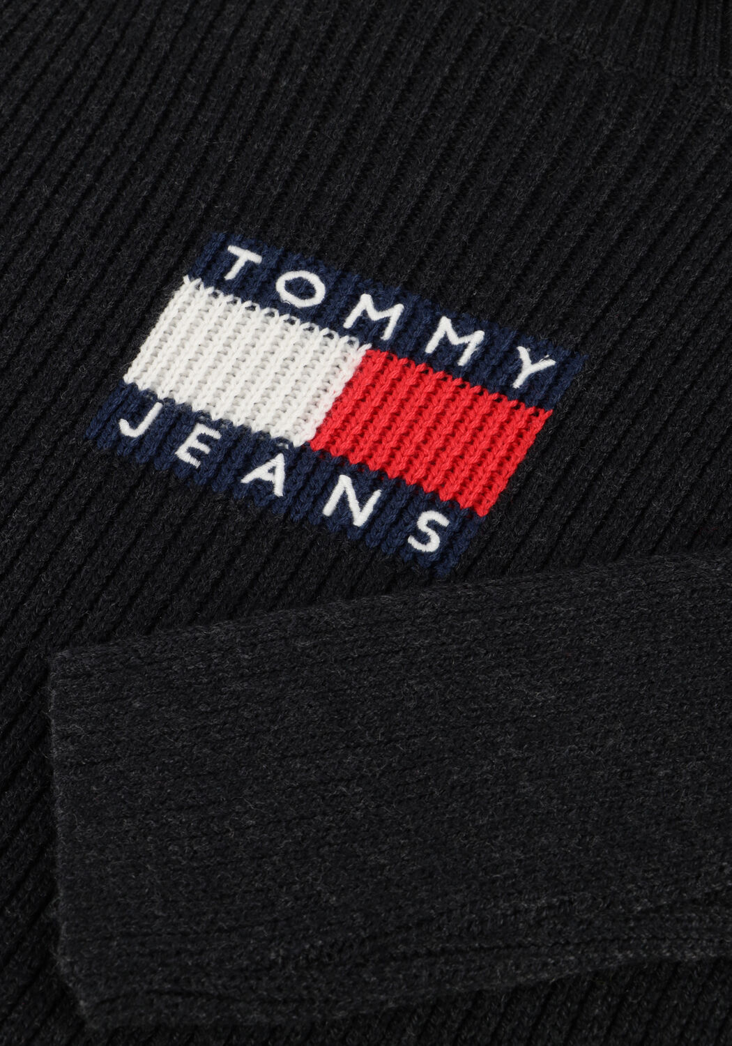 Schwarze TOMMY JEANS Rollkragenpullover TJW MELANGE TRTLNCK FLAG SWEATER - large