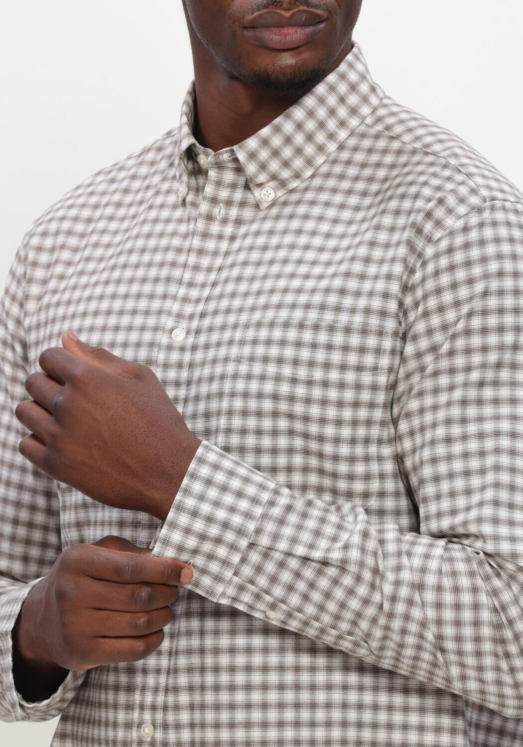 Braune LES DEUX Casual-Oberhemd TWO TONE MINI CHECK SHIRT - large
