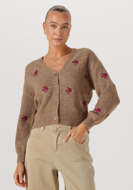 Camelfarbene Y.A.S. Strickjacke YASFLEUR LS KNIT CARDIGAN - large