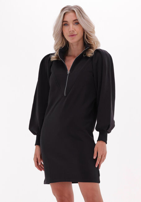 Schwarze SCOTCH & SODA Minikleid ZIPPED NECK SWEAT DRESS WITH PUFFED SLEEVES - large