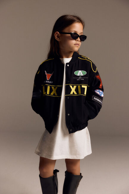 Schwarze ALIX MINI Jack WOVEN MOTOR ARTWORK JACKET - large