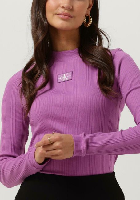 Lila CALVIN KLEIN Tops & T-shirts BADGE RIB LONG SLEEVE - large