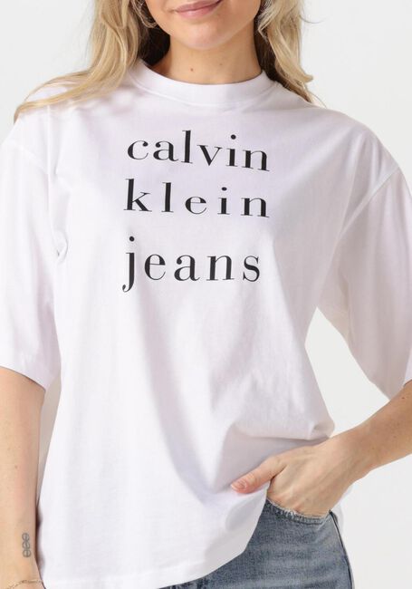 Weiße CALVIN KLEIN T-shirt SS CKJ LOGO TEE - large