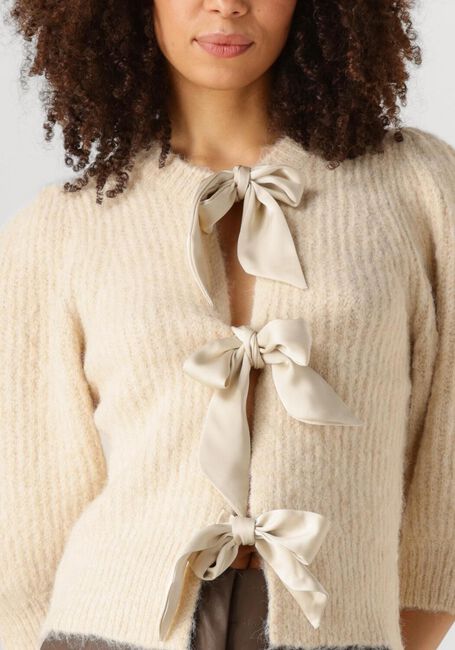 Ecru CO'COUTURE Pullover CORALIE CC BOW RIB CARDIGAN - large
