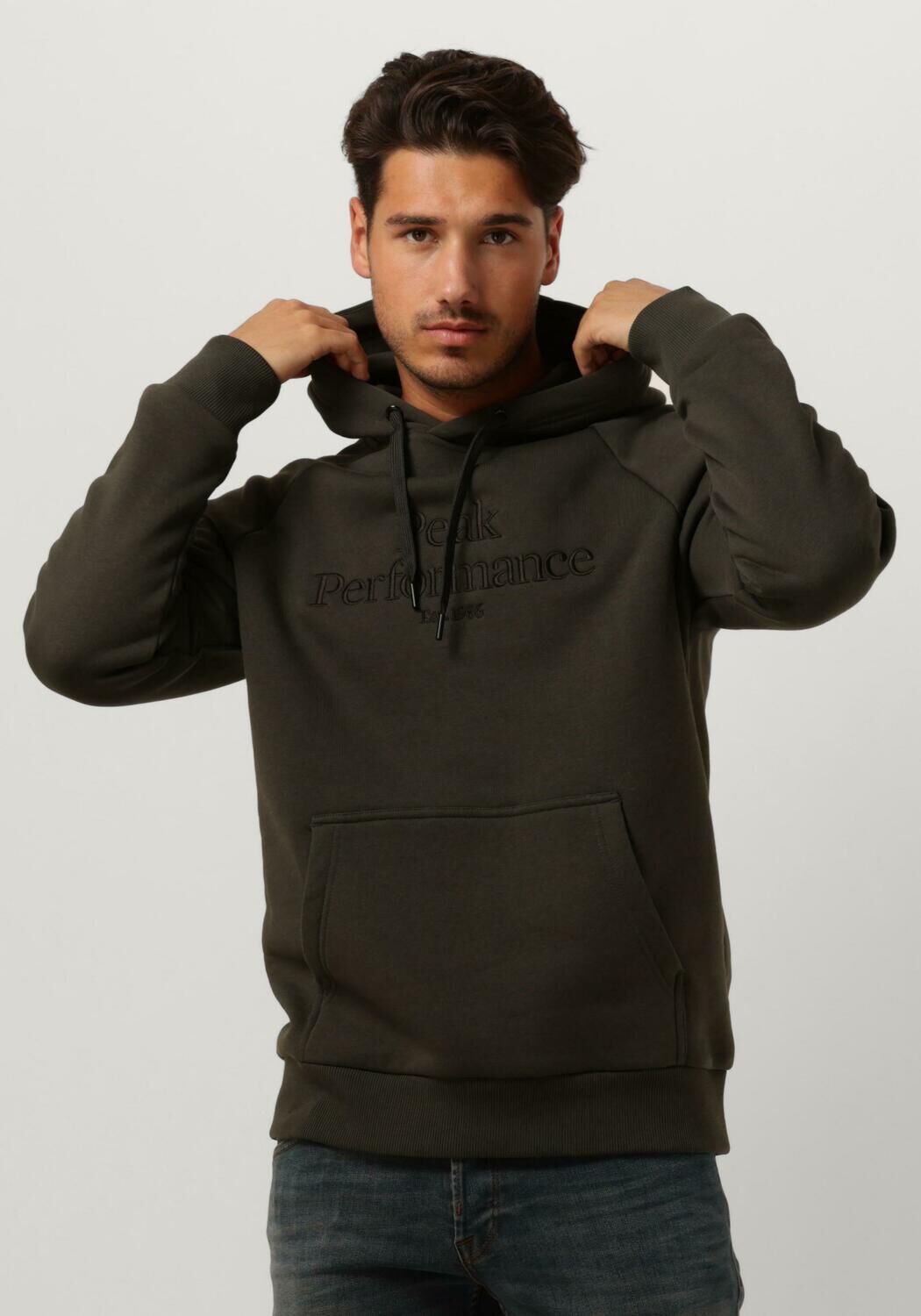 olive peak performance sweatshirt m original hood