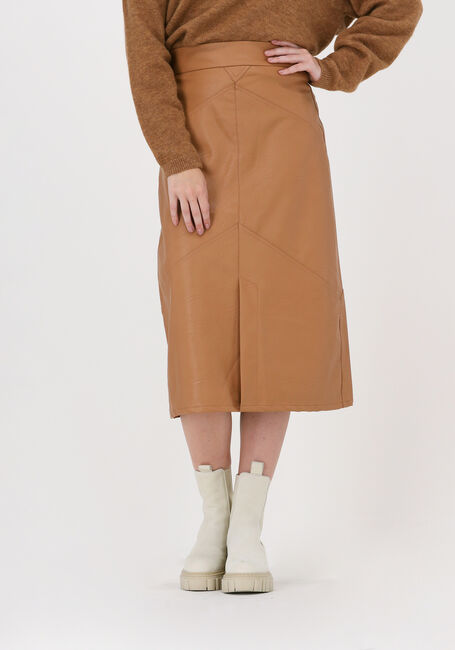 Cognacfarbene 10DAYS Midirock VEGAN LEATHER SKIRT - large