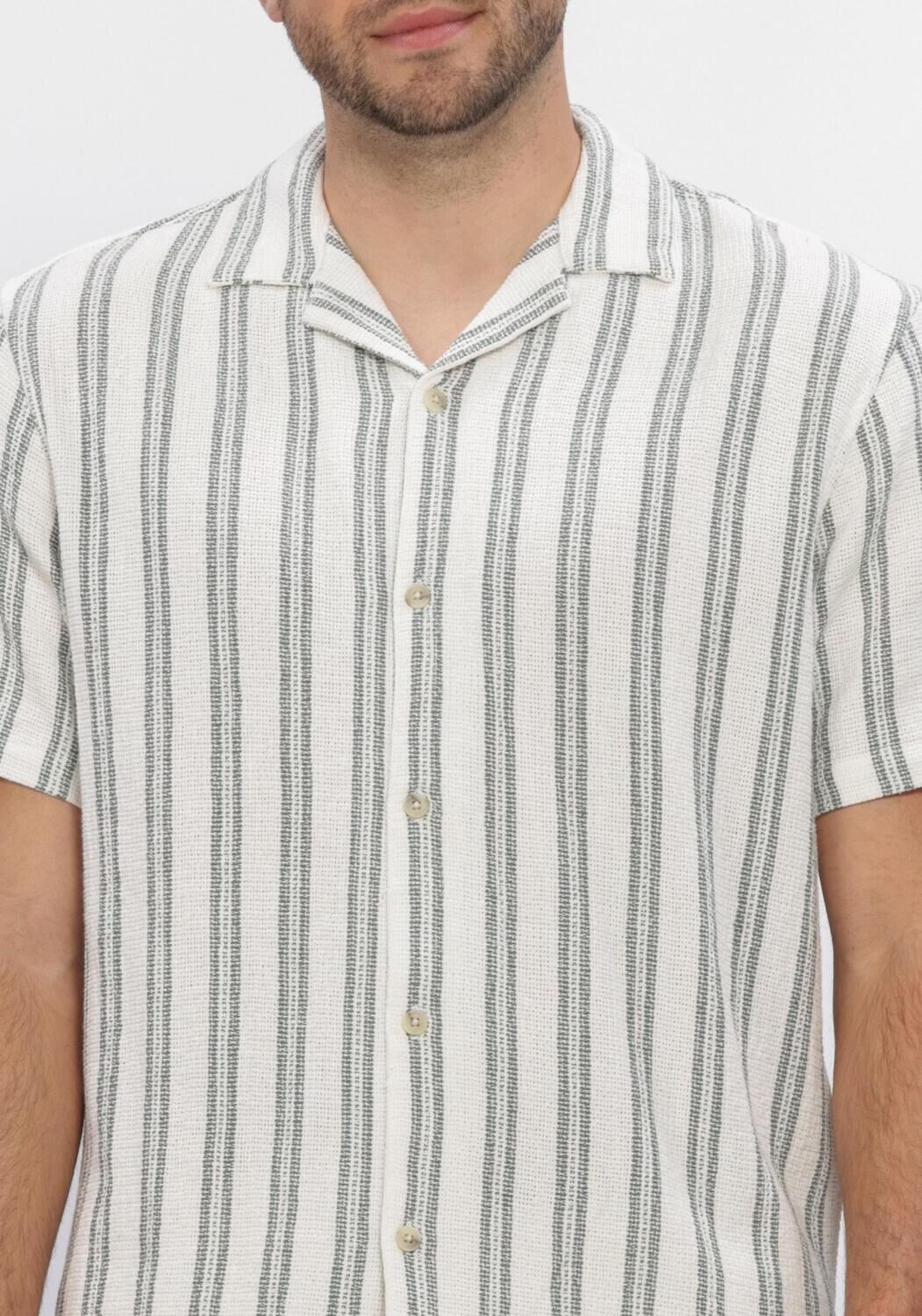 Ecru ANERKJENDT Casual-Oberhemd AKLEANDER STRUC STRIPE2 SS SHIRT - large