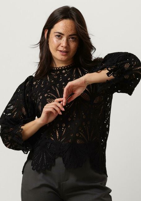 Schwarze NEO NOIR Blusen ADELA EMBROIDERY BLOUSE - large
