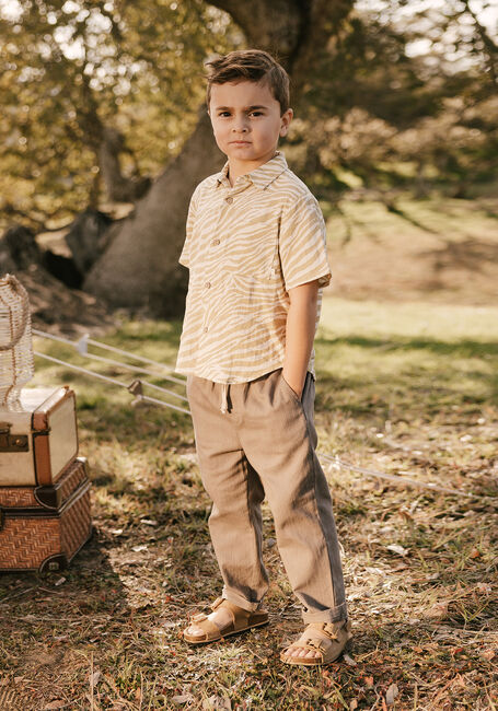 Beige RYLEE + CRU Casual-Oberhemd COLLARED SHORT SLEEVE SHIRT - large