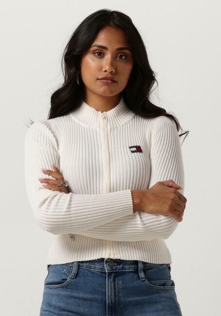 Weiße TOMMY JEANS Pullover TJW ZIP THRU BADGE CARDIGAN - large