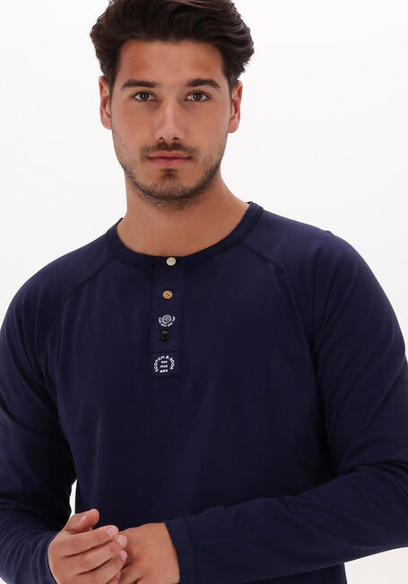 Blaue SCOTCH & SODA  GARMENT-DYED LONG-SLEEVED GRANDAD T-SHIRT - large