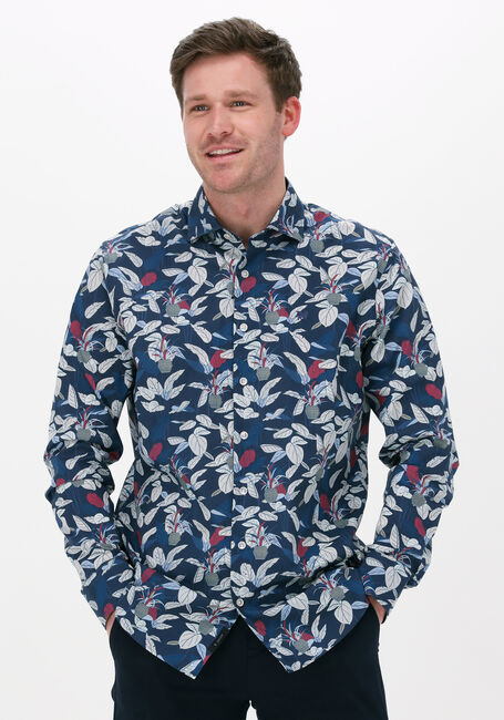 Dunkelblau VANGUARD Klassisches Oberhemd LONG SLEEVE SHIRT LEAFS PRINT ON SILVERSTONE - large