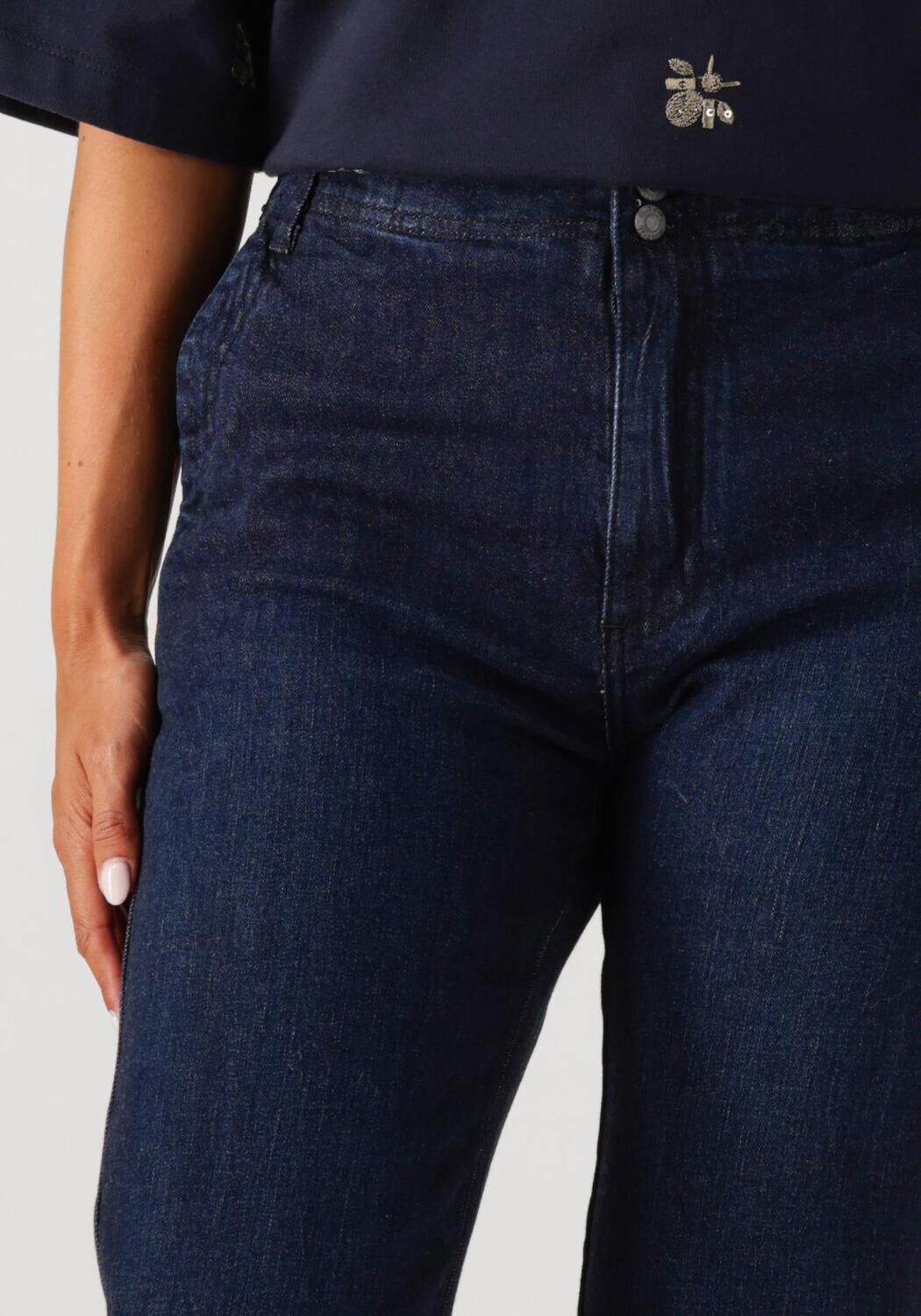 Dunkelblau SUMMUM Wide jeans BOOTCUT CROPPED LIGHT WEIGHT COTTON - large