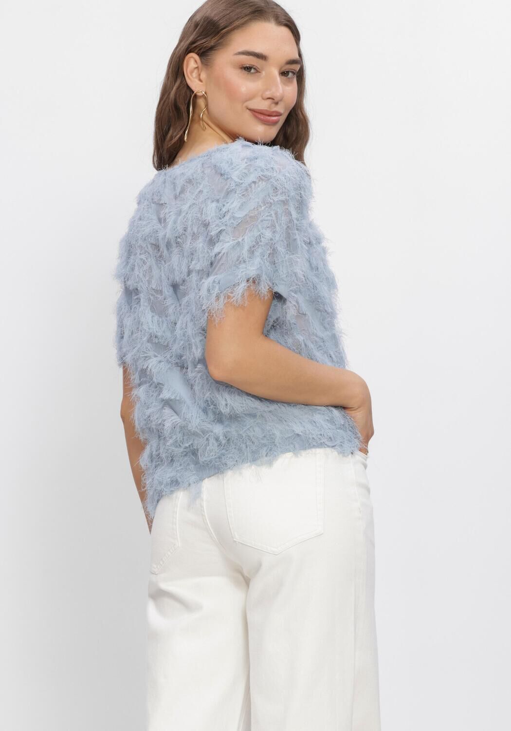 Blaue SELECTED WOMEN Tops & T-shirts SLFMYLINE SS BOAT NECK TOP - large