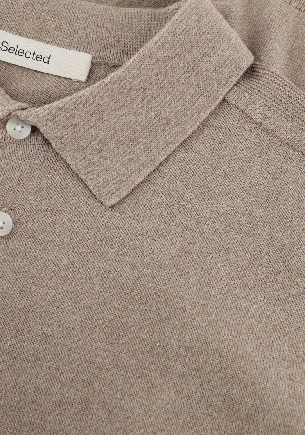 Beige SELECTED MEN Polo-Shirt SLHBERG SS KNIT POLO NOOS - large