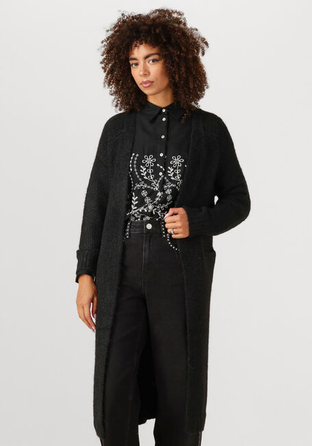 Schwarze OBJECT Strickjacke OBJMILU LS LO LONG KNIT CARDIGAN - large