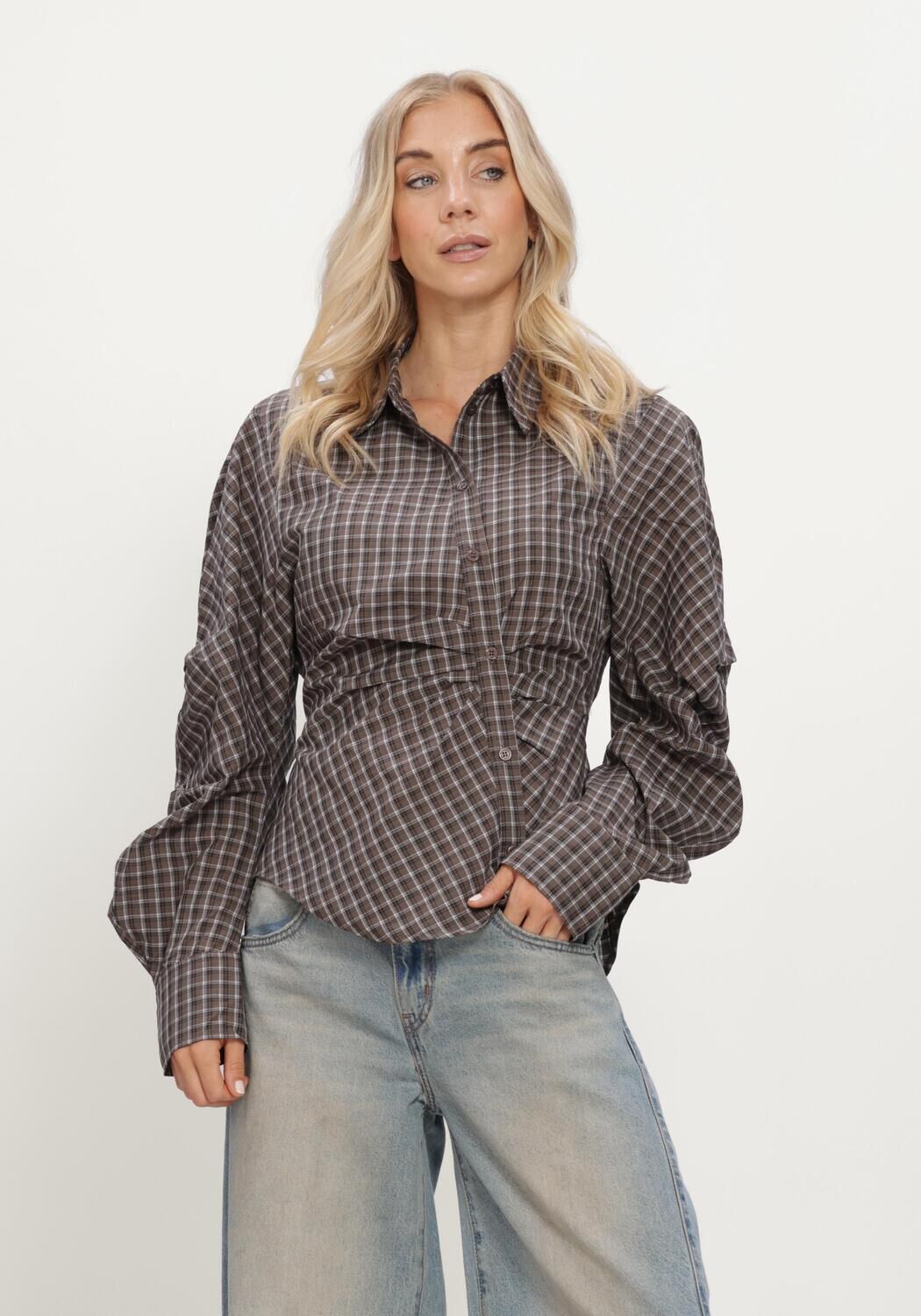 Olive NOTRE-V Blusen NV-ISA CHECK - large