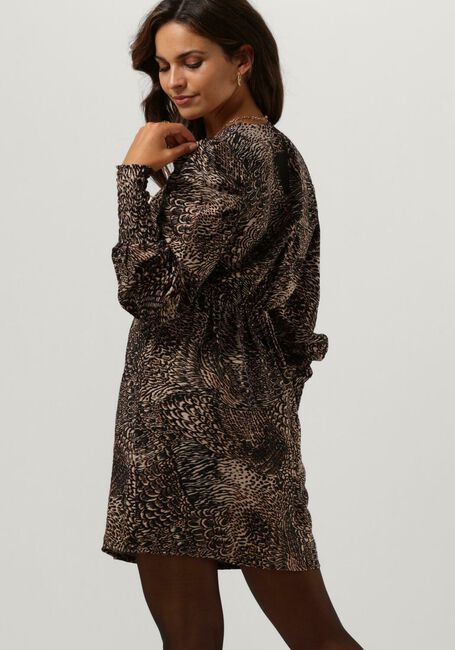 Braune ALIX THE LABEL Minikleid ANIMAL FETHER WRAP DRESS - large