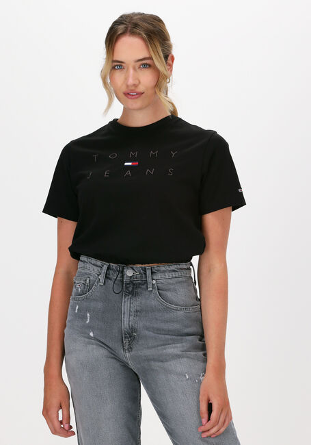 Schwarze TOMMY JEANS Top TJW CROP DRAWCORD TONAL 3 TEE - large