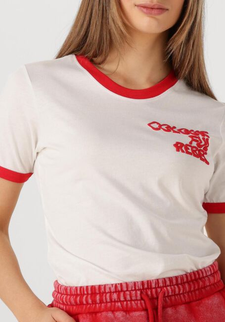 Rote COLOURFUL REBEL T-shirt LOGO WAVE RINGER BOXY TEE - large