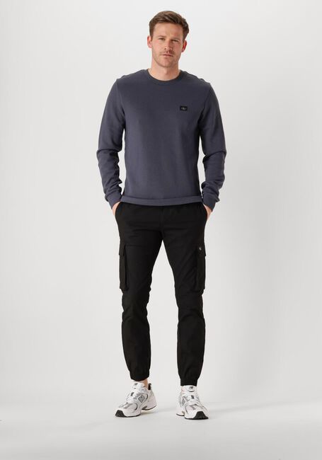 Blaue CALVIN KLEIN Pullover WOVEN LABEL WAFFLE LS TEE - large