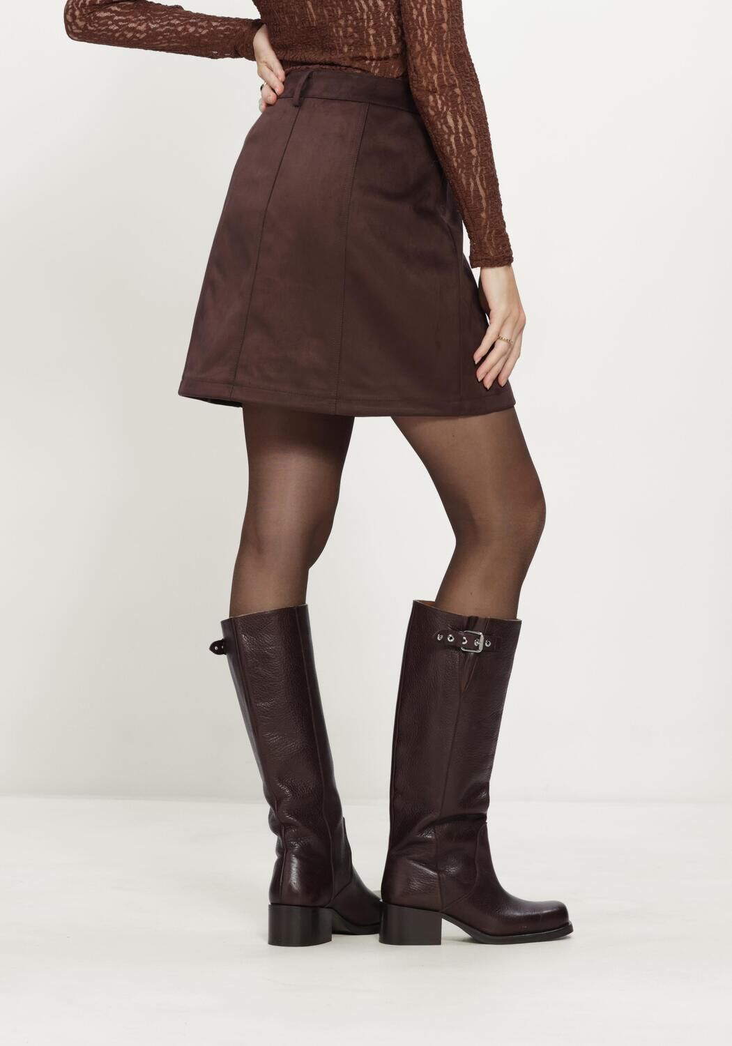 Braune OBJECT Minirock OBJALLIE HW SHORT SKIRT R - large