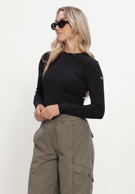Schwarze ALIX THE LABEL Tops & T-shirts LADIES KNITTED RIB LONGSLEEVE T-SHIRT - large