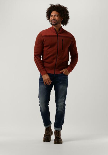 Rote VANGUARD Strickjacke ZIP JACKET COTTON BONDED - large