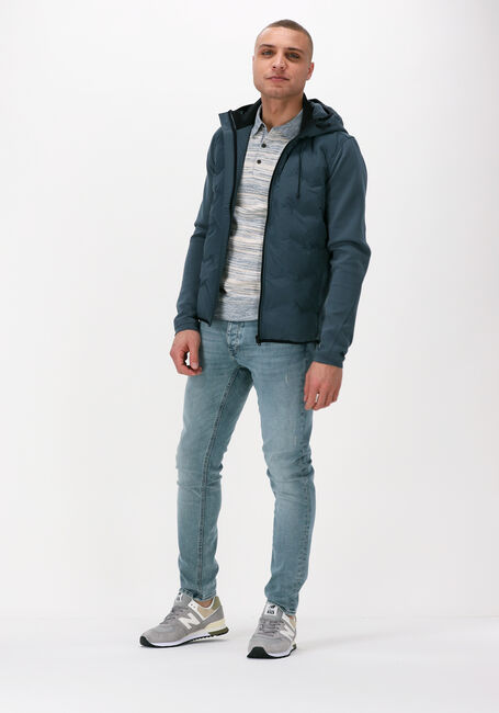 Hellblau CAST IRON Polo-Shirt SHORT SLEEVE POLO COTTON SLUB STRIPE KNITTED - large