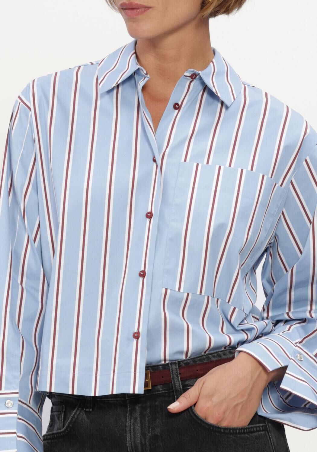 Hellblau STUDIO ANNELOES Blusen Erina stripe blouse - large