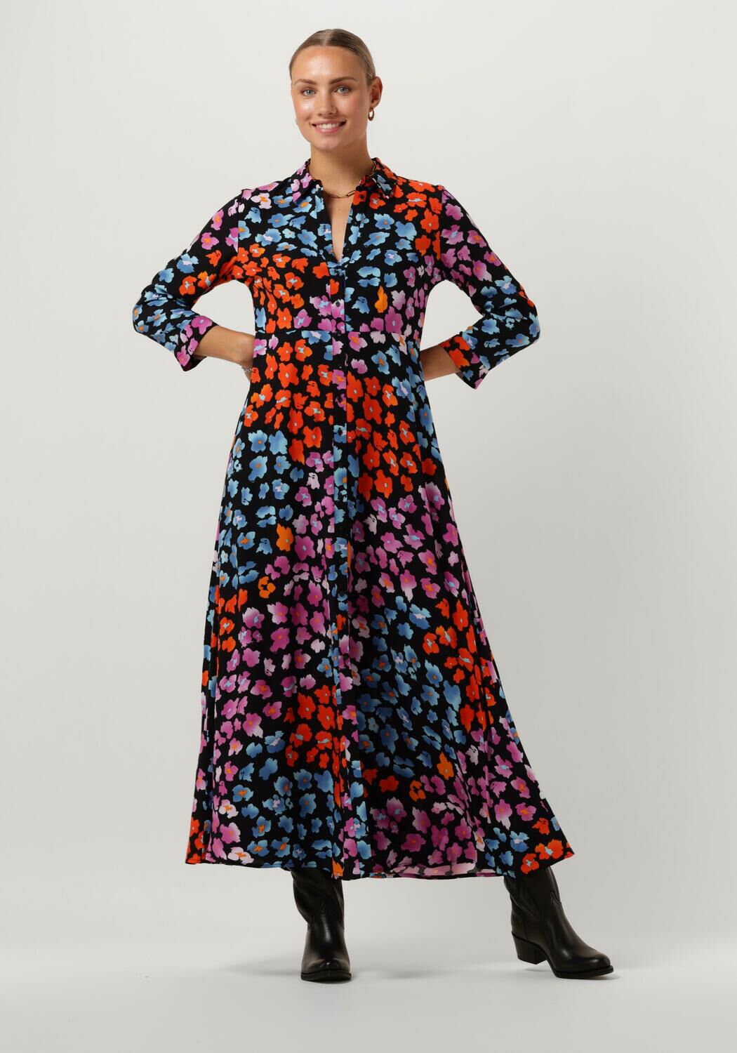 YAS Damen Yassavanna Long Shirt Dress – Lässiges Hemdkleid Mit V-Ausschnitt, 7/8-Ärmel