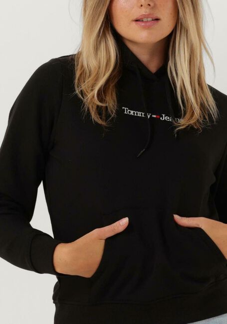 Schwarze TOMMY JEANS Sweatshirt REG SERIF LINEAR HOODIE - large