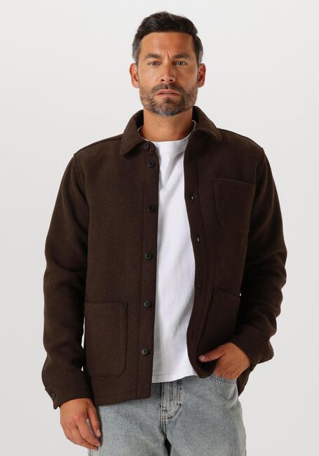 Braune LES DEUX Overshirt JASON SOLID WOOL OVERSHIRT - large