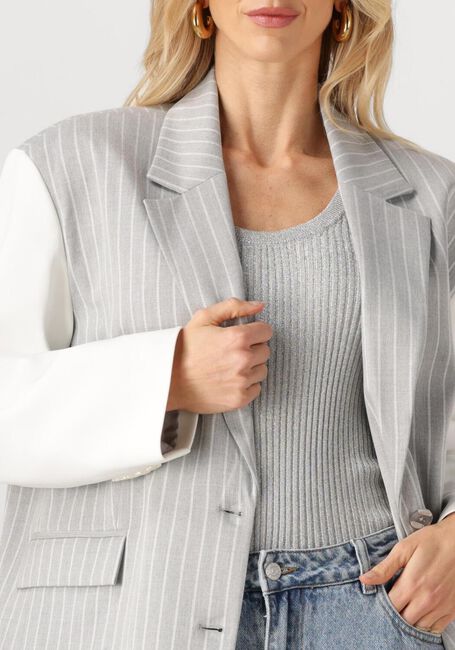 Graue ALIX THE LABEL Blazer LADIES WOVEN PINSTRIPE CROPPED BLAZER - large