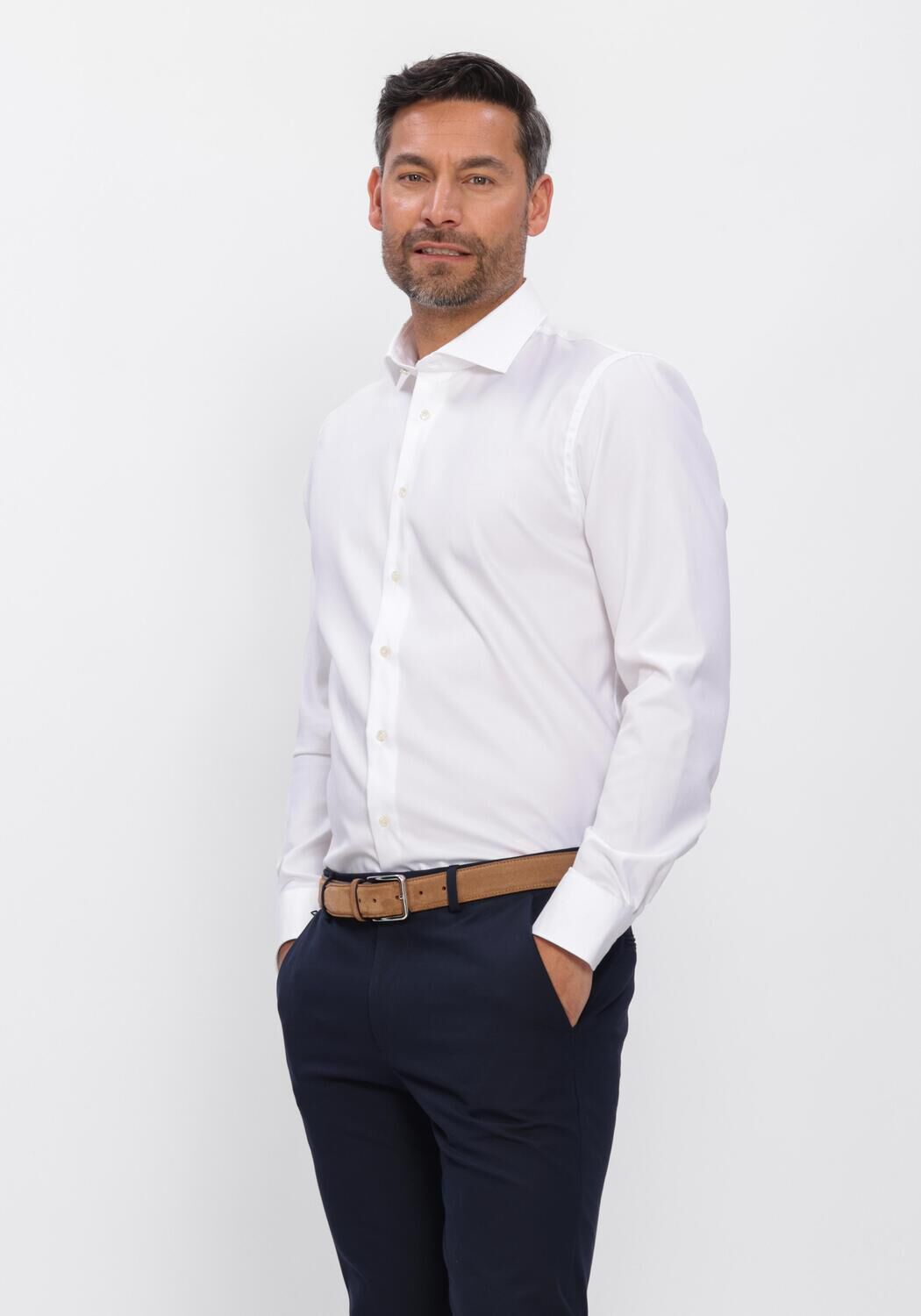 Wei&szlig;e PROFUOMO T-shirt SHIRT CUTAWAY SF - large