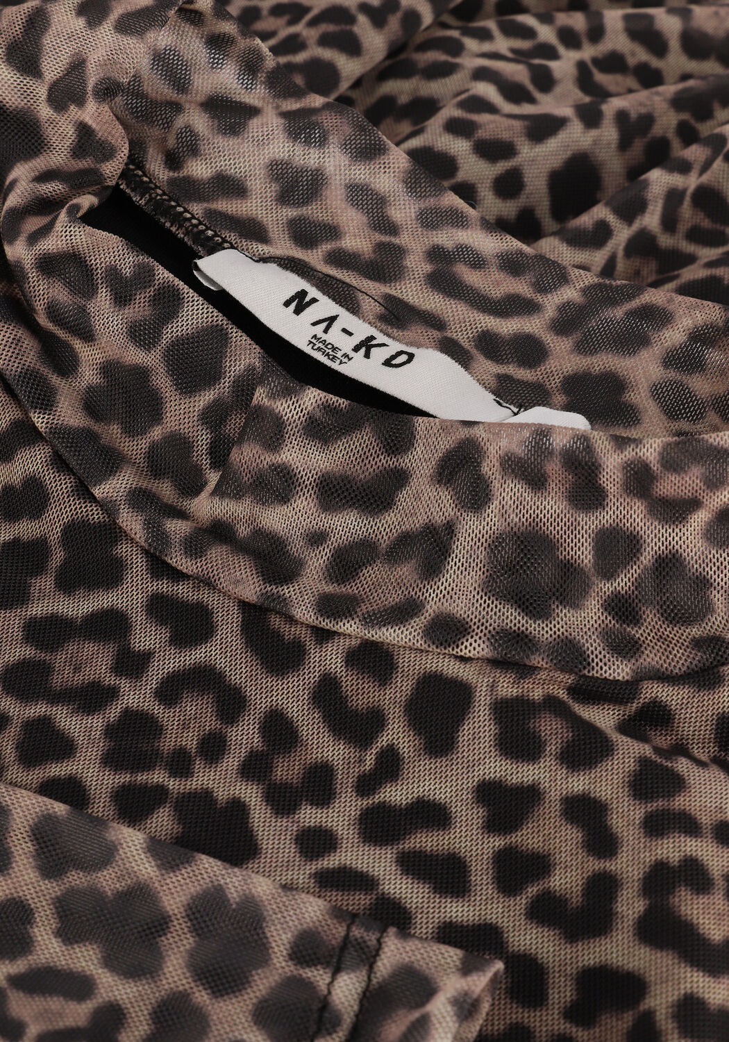 Beige NA-KD Midikleid RECYCLED LS MESH DRESS - large