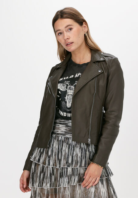 Grüne GOOSECRAFT Lederjack GC JULIA BIKER - large