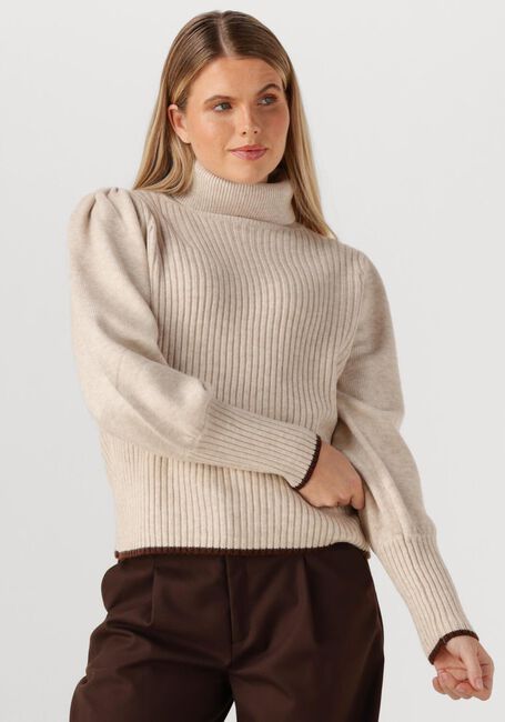 Beige CO'COUTURE Pullover ROW PUFF RIB ROLLNECK - large