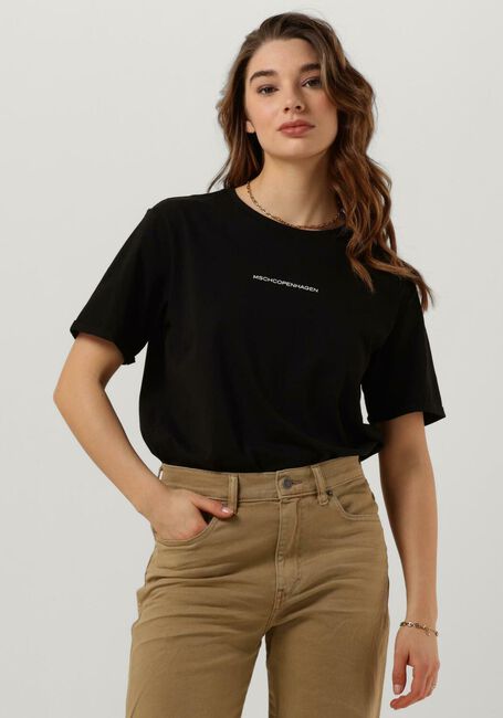 Schwarze MSCH COPENHAGEN T-shirt TERINA ORGANIC SMALL LOGO TEE - large