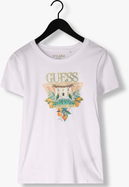 Weiße GUESS T-shirt SS GUESS MANSION LOGO EASY TEE - large