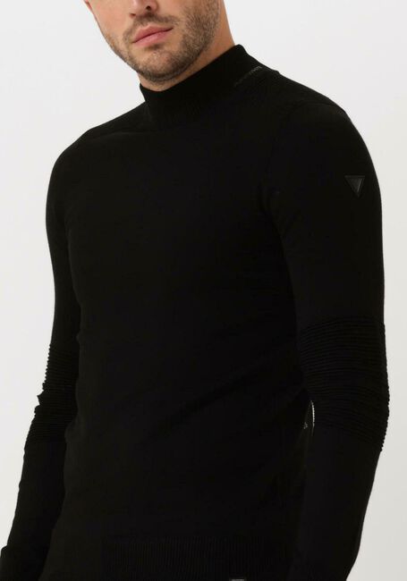 Schwarze PUREWHITE Pullover MOCKNECK FLAT KNIT WITH RIBBED PARTS AND TRIANGLE BADGE ON CHEST - large