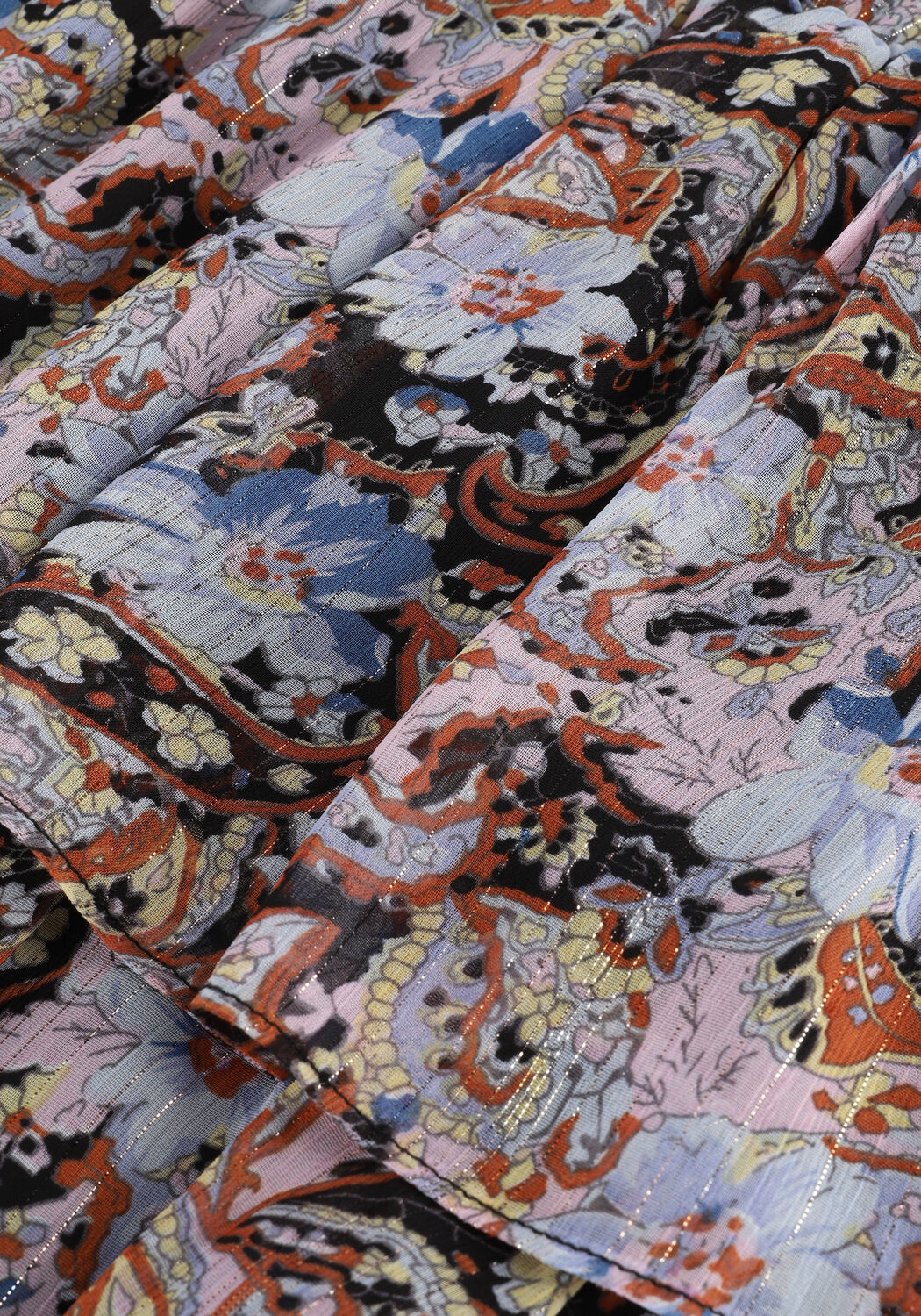 Mehrfarbige/Bunte COLOURFUL REBEL Minikleid KIMI PAISLEY FLORAL MIXED MINI BELTED RUFFLE DRESS - large