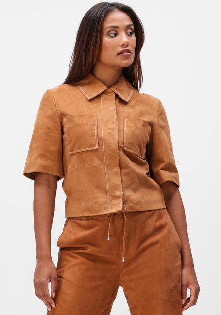 Cognacfarbene IBANA Blusen TREABHAR SUEDE - large