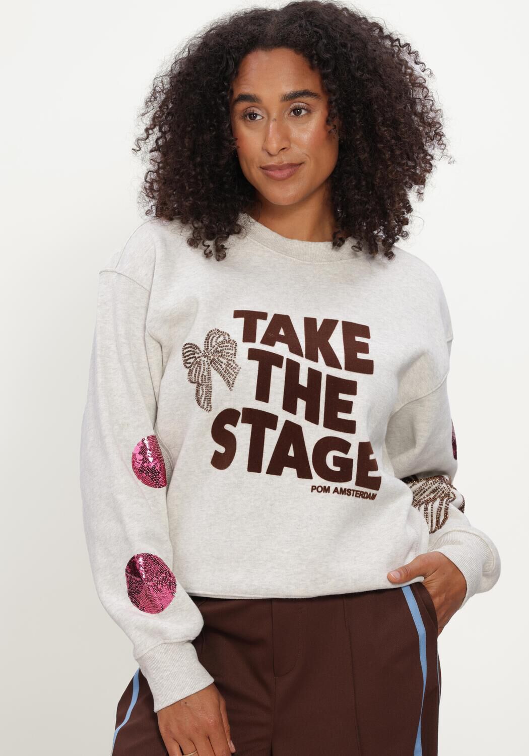 Hellgrau POM AMSTERDAM Sweatshirt SASCHA TAKE THE STAGE - large